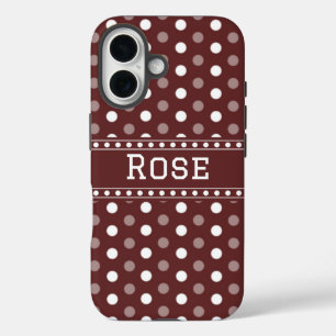 Burgunder Polka Punkt iPhone 16 Hülle