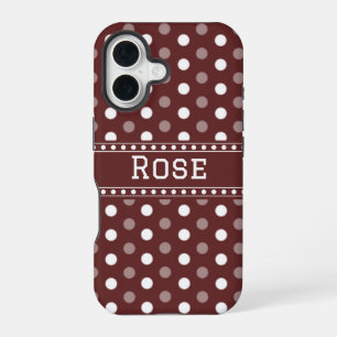 Burgunder Polka Punkt iPhone 16 Hülle