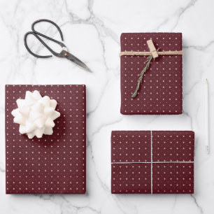 Burgunder Polka-Punkte Geschenkpapier Set