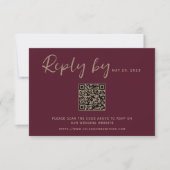 Burgunder QR-Code-Hochzeits-RSVP-Karten RSVP Karte (Vorderseite)