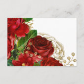 Burgunder Red and Gold Vintage Wedding Empfang Begleitkarte (Rückseite)