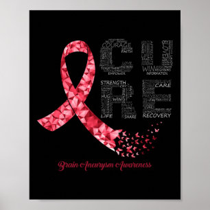 Burgunder Ribbon Gehirnaneurysma-Bewusstsein Poster