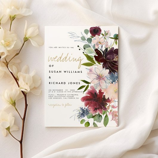 Burgunder Rosa Blume Einladung