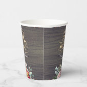 Burgunder Rosa Blume fallen in der Liebe rustikal Pappbecher (Rechts)