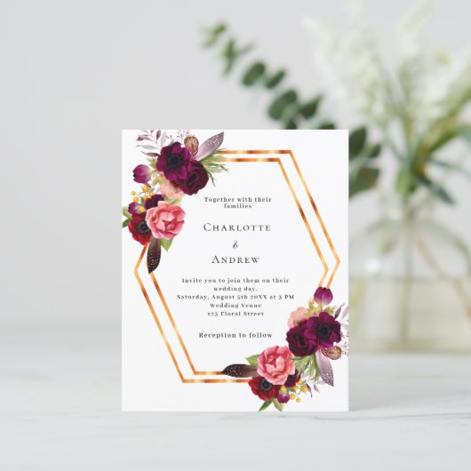 Burgunder Rosa Blumengestelle Goldmedaille Hochzei (Stehend Vorderseite)