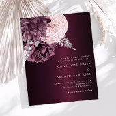 Burgunder Rosa Blumenzettel Einladung zur Hochzeit