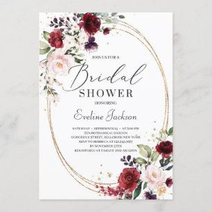 Burgunder Rosa Blütengrün Einladung