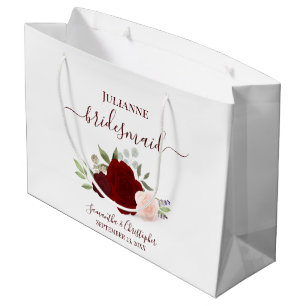 Burgunder-Rosa Boho-Rosen Hochzeitsbrautjungfer Große Geschenktüte