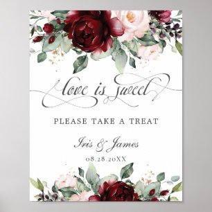 Burgunder-Rosa Florale Liebe ist süß Nimm einen Le Poster