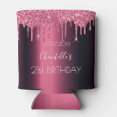 Burgunder Rosa Glitzer Tropfen Geburtstagsparty Dosenkühler (Rückseite)