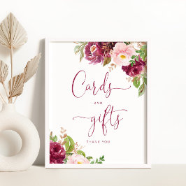 Burgunder Rosa Goldfolie Karten und Geschenke Poster