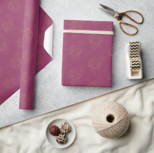 Burgunder Rosa Goldrosen Geschenkpapier