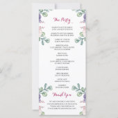 Burgunder-Rosa-Navy-Blüten-Hochzeitsprogramm (Rückseite)