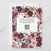 Burgunder-Rosa-Script-Floral-QR-Code-Hochzeit Einladung (Rückseite)