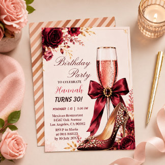 Burgunder-Roségold-Birthday-Glamour Folieneinladung