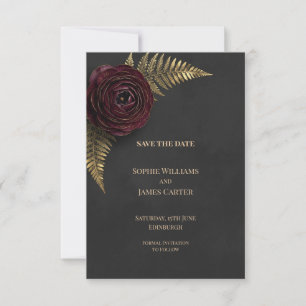 Burgunder-Roségold-Farn-Hochzeit-save-the-date Save The Date