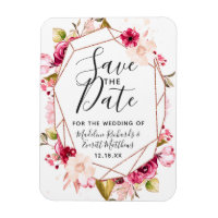 Burgunder-Roségold-Geometrisches Save-the-Date-Hoc