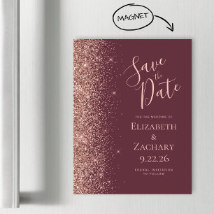 Burgunder-Roségold-Glitter-Magnet-Save-the-Date Magnetkarte