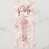 Burgunder & Roségold marmoriertes Hochzeitsprogram Programm (Rückseite)