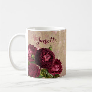 Burgunder-Rosen-Blumen-Kaffeetasse Rose Kaffeetasse
