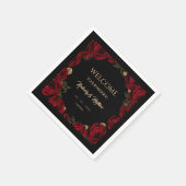 Burgunder-Rosen Boho-Hochzeit Serviette (Ecke)