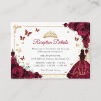 Burgunder Rosen Gold Quinceanera Empfangsdetails