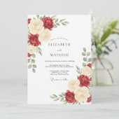 Burgunder-Rosen-Hochzeit Einladung (Stehend Vorderseite)