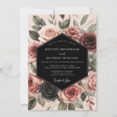 Burgunder-Rosen-Hochzeit Einladung (Vorderseite)