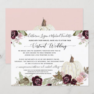 Burgunder-Rot Florales Kürbis-Hochzeitsmotiv Einladung