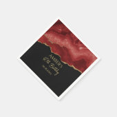 Burgunder Rot Gold Glitter Abstract Wasserfarbe Serviette (Ecke)