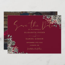 Burgunder Rot-Gold-Gotik-Foto Hochzeit