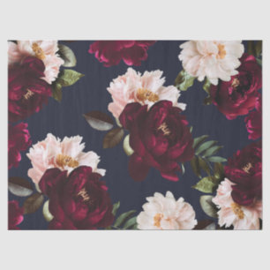 Burgunder-Rot Navy Blau Blumen Dunkle Schwermütige Seidenpapier