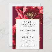 Burgunder Rot und Gold Elegantes Foto Hochzeit Save The Date (Vorderseite)