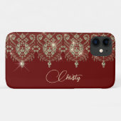 Burgunder Rot und Gold verleihen eleganten Glanz Case-Mate iPhone Hülle (Rückseite (Horizontal))