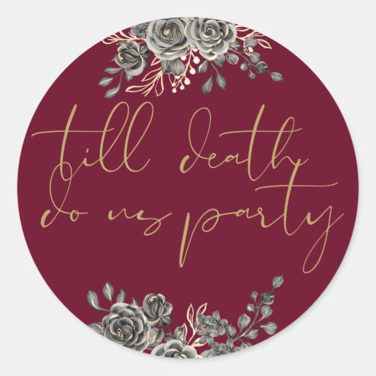 Burgunder Rot- und Goldblütengotik-Gastgeschenk Ho Runder Aufkleber (Vorderseite)