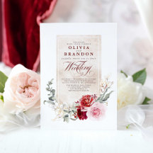 Burgunder Rot und Rosa Blume Hochzeit auf elegante