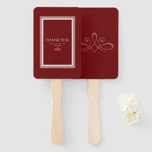 Burgunder, rot-weiße Handfächer (Vorne und Hinten)