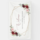 Burgunder Rote Blume, rosa Blume, Bridal Willkomme Banner (Vertikal)