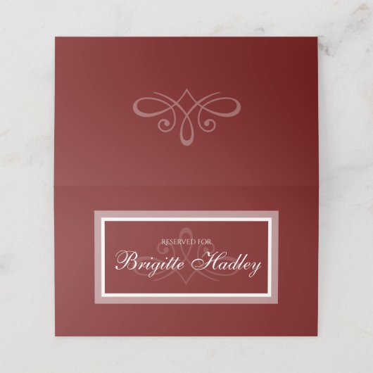 Burgunder Rote Platzkarte (Außenseite Aufgefaltet)