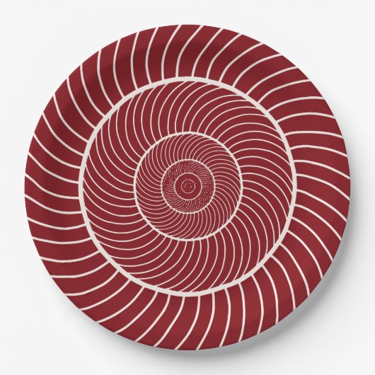 Burgunder Roter Wendelschwanz Fibonacci-Sequenz Pappteller (Vorderseite)