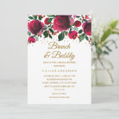 Burgunder Rotgoldbrunch und Bubbly Einladung (Stehend Vorderseite)