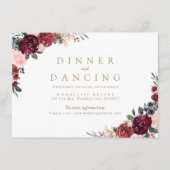 Burgunder rustikaler Hochzeitsempfang Begleitkarte (Vorderseite)