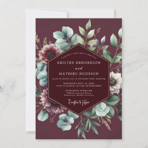 Burgunder-Salbei-Anemone-Hochzeit Einladung