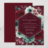 Burgunder Samt-Nocturne-Hochzeit Einladung (Vorne/Hinten)
