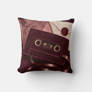 Burgunder Samtkassette Romantische Vintage-Briefe Kissen