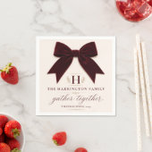 Burgunder Samtschleife Monogramm Personalisiert Serviette (Beispiel)