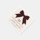 Burgunder Samtschleife Monogramm Personalisiert Serviette (Ecke)