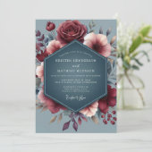 Burgunder-Schiefer-Vesper-Hochzeit Einladung (Stehend Vorderseite)