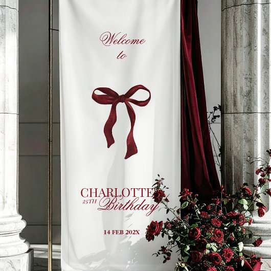 Burgunder Schleife Geburtstagsfeier Shower Banner
