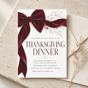 Burgunder-Schleife Thanksgiving-Dinner Einladung